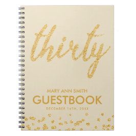 Guestbook Gold "Derty" 30 verjaardag Glitter Notitieboek