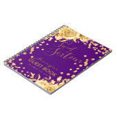 Guestbook Gold Paars Sweet 16 Glitter Floral Notitieboek (Linkerzijde)