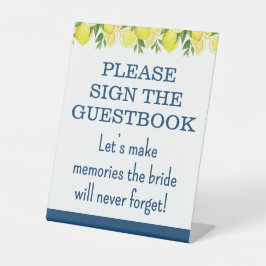 Guestbook Lemon Bridal Shower Sign Reclamebord Met Voetstuk