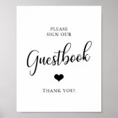 GUESTBOOK-logo voor elegant zwart-wit Poster (Voorkant)