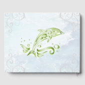 Guestbook met een groene dolfijn bruiloft gastenboek (Achterkant)