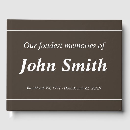 Guestbook met oogleden en gewone condoleances gastenboek (Voorkant)