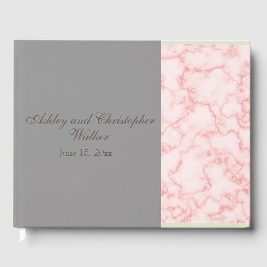 Guestbook met roze en grijze marmer gastenboek (Voorkant)