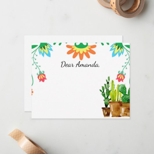 Guestbook Mexicaanse Fiesta Time Capsule Note Card Notitiekaartje (Voorkant / Achterkant in situ)