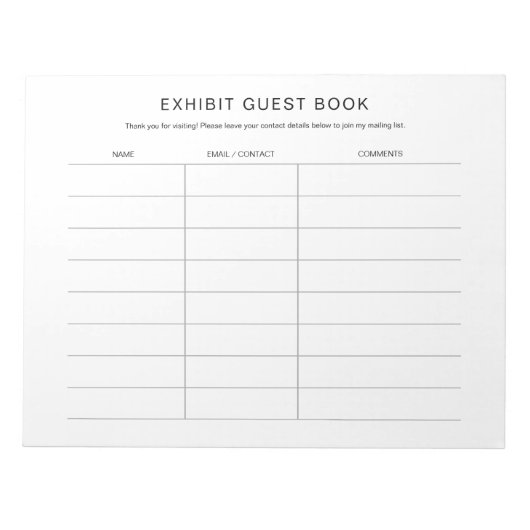 Guestbook Notitieblok voor Art Craft Show Exhibit (Voorkant)