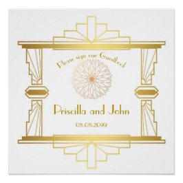 Guestbook poster, geweldig Gatsby, wit, goud Poster