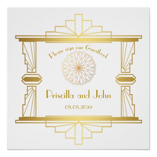 Guestbook poster, geweldig Gatsby, wit, goud Poster (Voorkant)