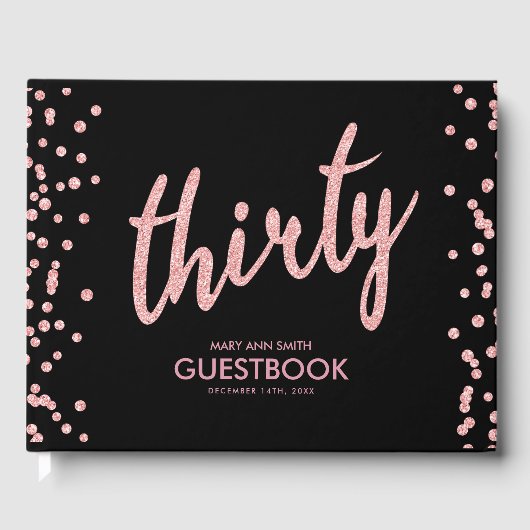 Guestbook Roos Gold Black Dertigday Glitter Gastenboek (Voorkant)