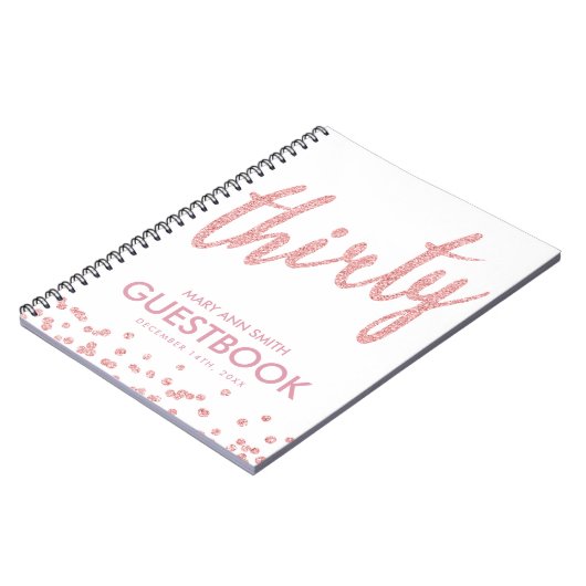 Guestbook Roos Gold Derty Birthday Glitter Notitieboek (Linkerzijde)