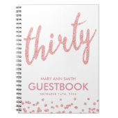 Guestbook Roos Gold Derty Birthday Glitter Notitieboek (Voorkant)