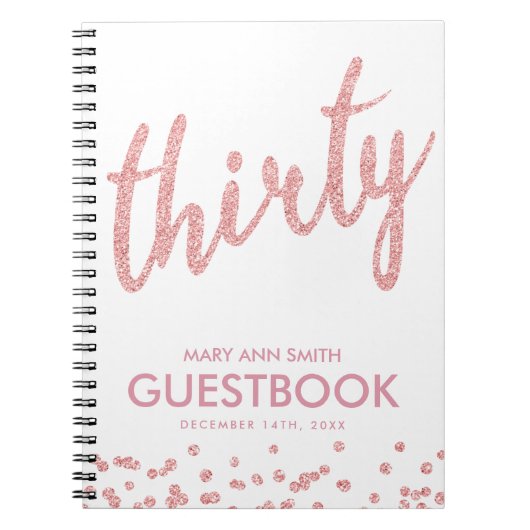 Guestbook Roos Gold Derty Birthday Glitter Notitieboek (Voorkant)
