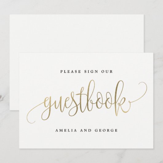 Guestbook Sign - Lovely Calligraphy Kaart (Voorkant / Achterkant)