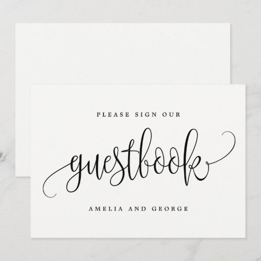 Guestbook Sign - Lovely Calligraphy Kaart (Voorkant / Achterkant)