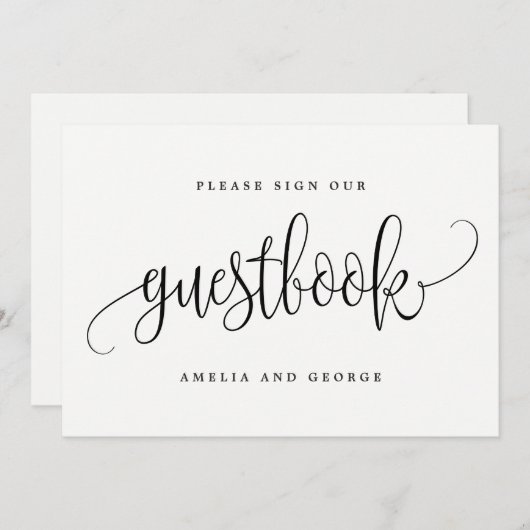 Guestbook Sign - Lovely Calligraphy Kaart (Voorkant / Achterkant)