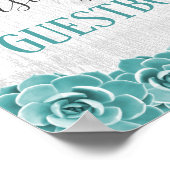 Guestbook Sign Rustic Succulent Floral Barn Wood Poster (Hoek)