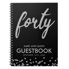 Guestbook Silver Black "40 Birthday Glitter Notitieboek