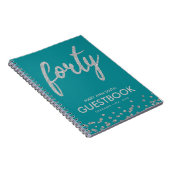 Guestbook Silver Blauwgroen 40 Birthday Glitter Notitieboek (Rechterzijde)
