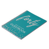 Guestbook Silver Blauwgroen 40 Birthday Glitter Notitieboek (Linkerzijde)