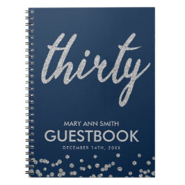 Guestbook Silver Navy Dertig 30 zondagse glitter Notitieboek