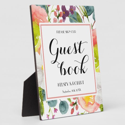 Guestbook Spring Floral sign Tabletop Fotoplaat (Zijkant)