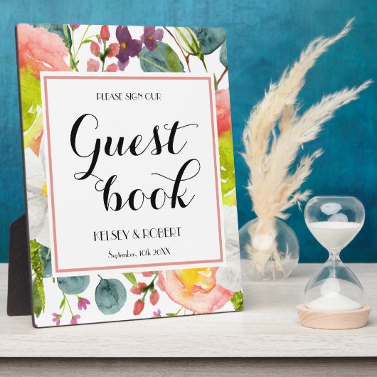 Guestbook Spring Floral sign Tabletop Fotoplaat (Zijkant)