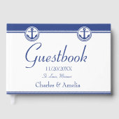 Guestbook van Navy Blue Nautical Anchor Wedding Da Gastenboek (Voorkant)