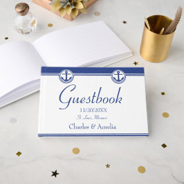 Guestbook van Navy Blue Nautical Anchor Wedding Da Gastenboek
