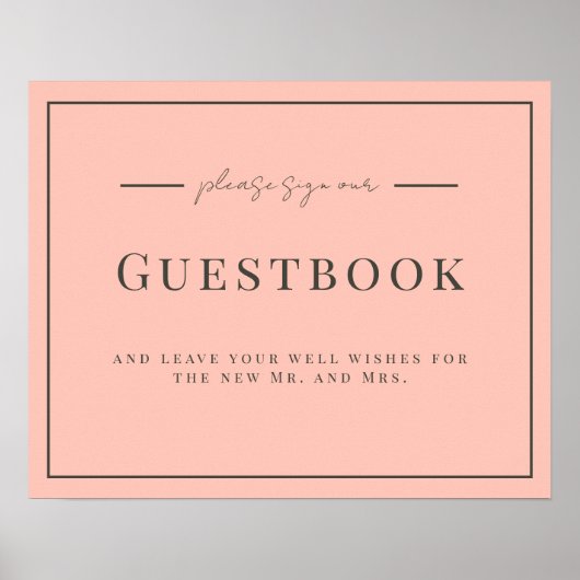 Guestbook voor Coral and Cream Wedding Poster (Voorkant)