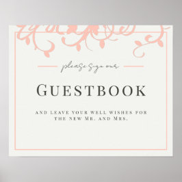 Guestbook voor Coral and Cream Wedding Poster