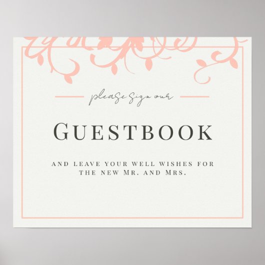 Guestbook voor Coral and Cream Wedding Poster (Voorkant)