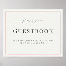 Guestbook voor Coral and Cream Wedding Poster