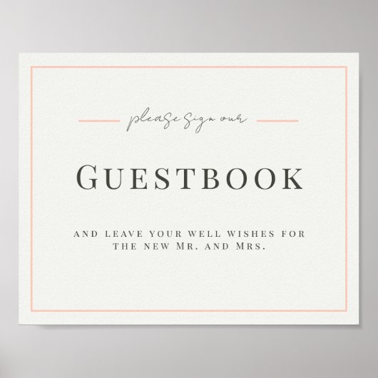 Guestbook voor Coral and Cream Wedding Poster (Voorkant)