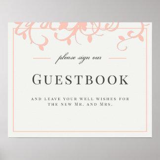 Guestbook voor Coral and Cream Wedding Poster