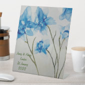 Guestbook Wedding Blue Flowers  Hand Fan Reclamebord Met Voetstuk (Insitu)