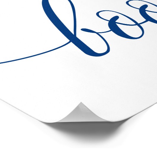 Guestbook Wedding Sign in Navy Blue Calligraphy Poster (Hoek)