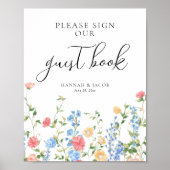 Guestbook Wildflower Wedding Sign Poster (Voorkant)