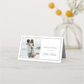 Guests Elegant Photo Silver Wedding Table Number Plaatskaartje (Achterkant)