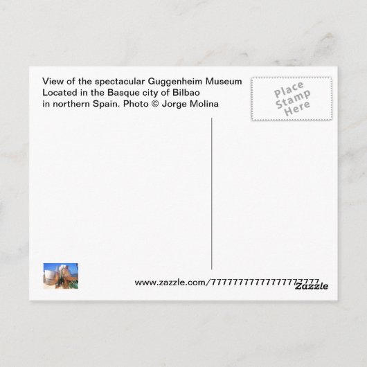 Guggenheim Museum / Bilbao , Spanje Briefkaart (Achterkant)