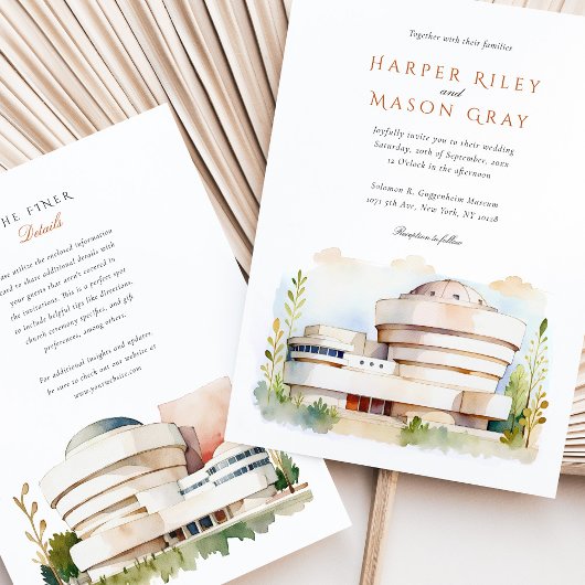 Guggenheim Museum NYC Waterverf Wedding Kaart