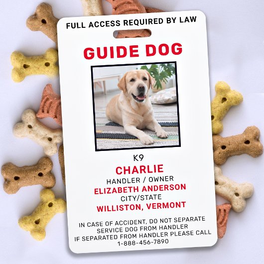 Guide Dog Service Dog Photo ID Badge