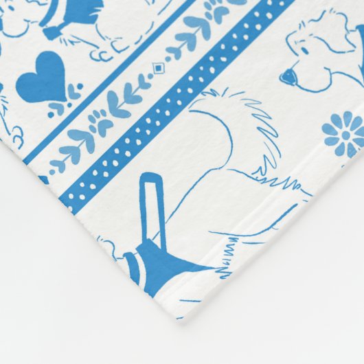 Guide Dog Tale Gouden Patroon - Blauw - Fleece Deken (Hoek)
