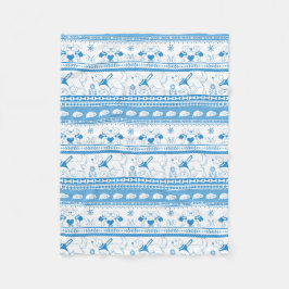 Guide Dog Tale Gouden Patroon - Blauw - Fleece Deken