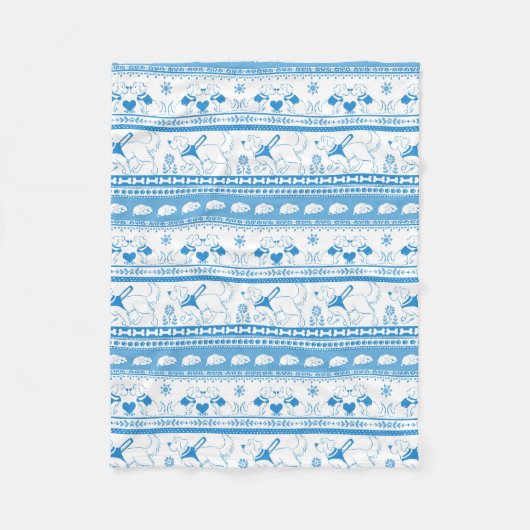 Guide Dog Tale Gouden Patroon - Blauw - Fleece Deken (Voorkant)
