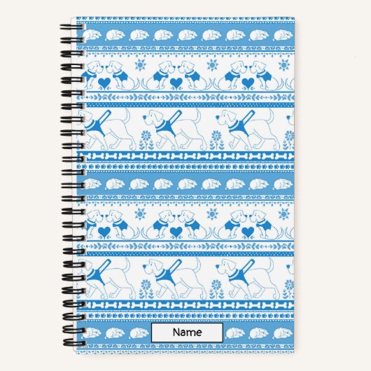 Guide Dog Tale Lab Patroon - Blauw - Klein Notitieboek (Voorkant)