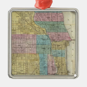 Guide Map of Chicago Metalen Ornament