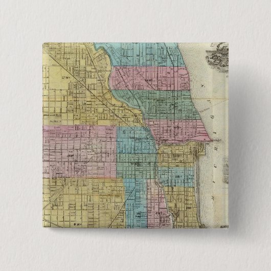 Guide Map of Chicago Vierkante Button 5,1 Cm (Voorkant)