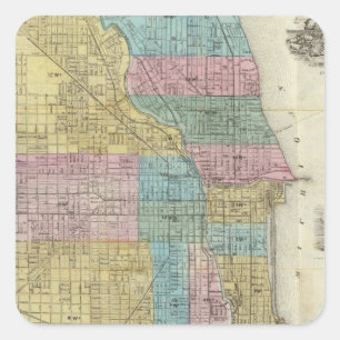Guide Map of Chicago Vierkante Sticker