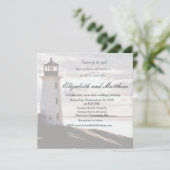 Guided by the Light Lighthouse Wedding Invitation Kaart (Staand voorkant)