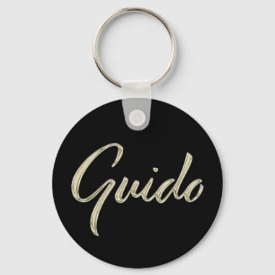 Guido Name whitegold Button Schlüsselanhänger Sleutelhanger