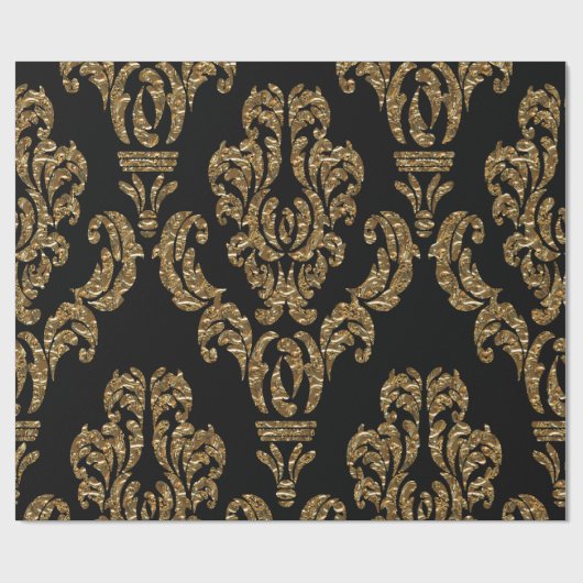 Guild Hall Regal Black Damask Cadeaupapier (Vlak)